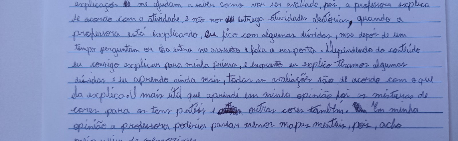 Depoimento manuscrito de Izabelly